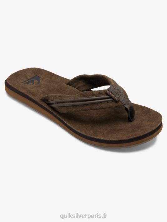 Hommes Quiksilver sandales en cuir de tailleur D6PT1773 brun