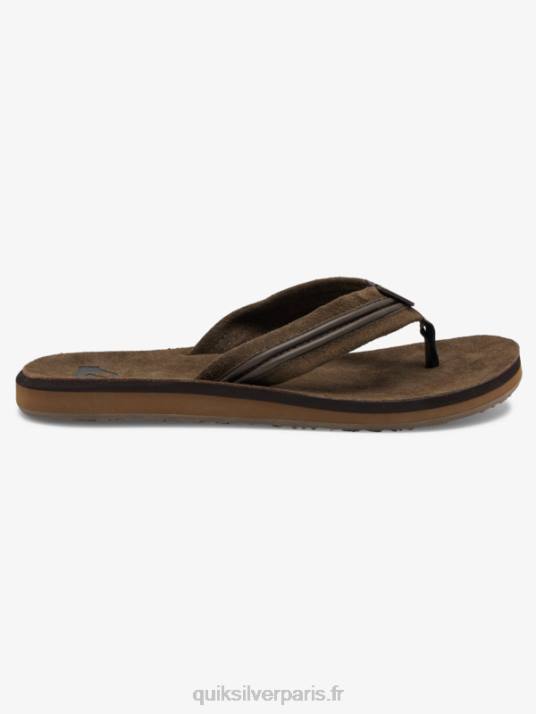 Hommes Quiksilver sandales en cuir de tailleur D6PT1773 brun