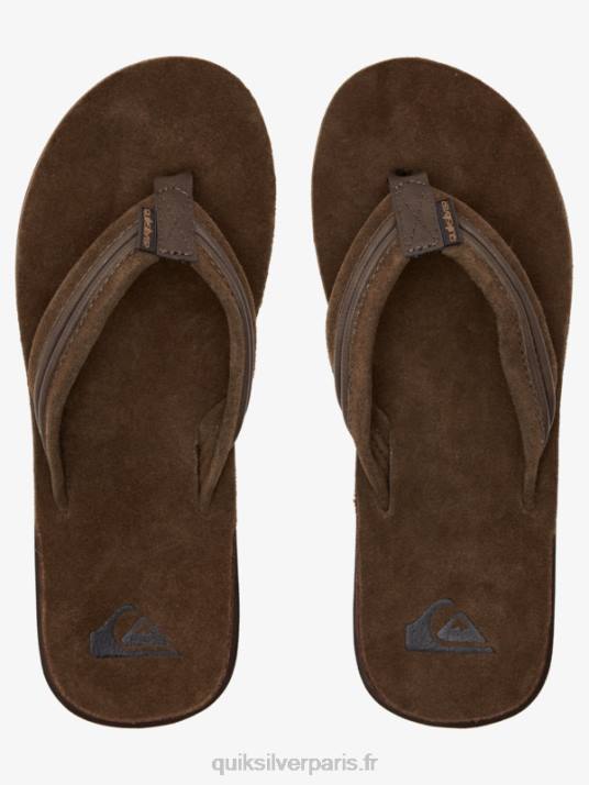 Hommes Quiksilver sandales en cuir de tailleur D6PT1773 brun