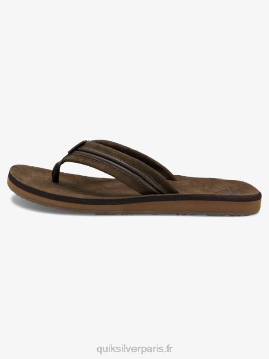 Hommes Quiksilver sandales en cuir de tailleur D6PT1773 brun