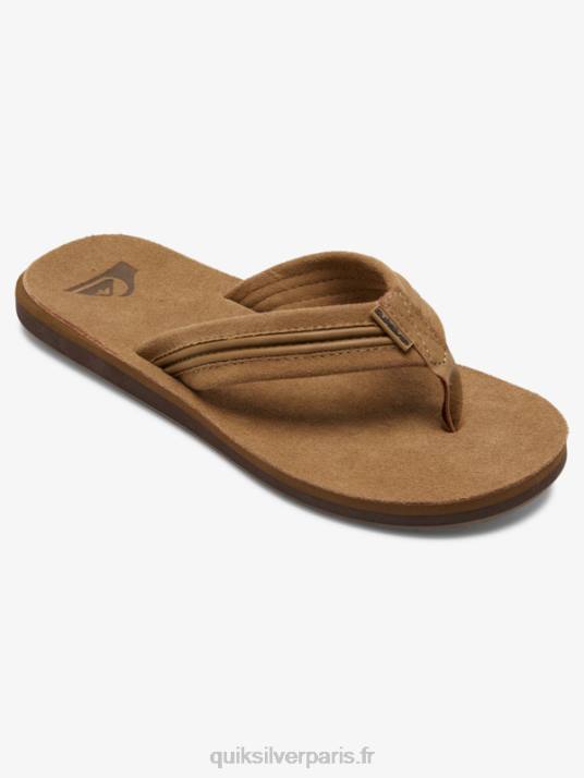 Hommes Quiksilver sandales en cuir de tailleur D6PT1774 beige - solide