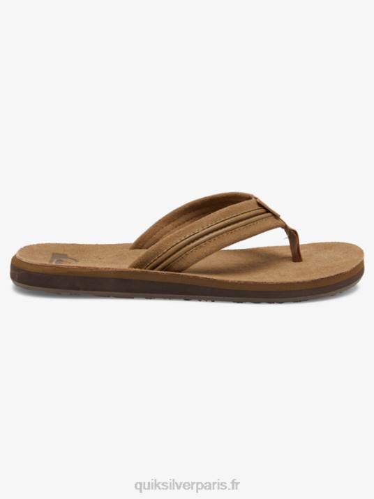 Hommes Quiksilver sandales en cuir de tailleur D6PT1774 beige - solide