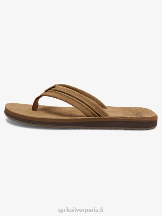 Hommes Quiksilver sandales en cuir de tailleur D6PT1774 beige - solide