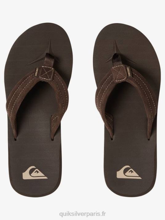 Hommes Quiksilver sandales en cuir suédé Carver D6PT1631 demi-tasse - solide
