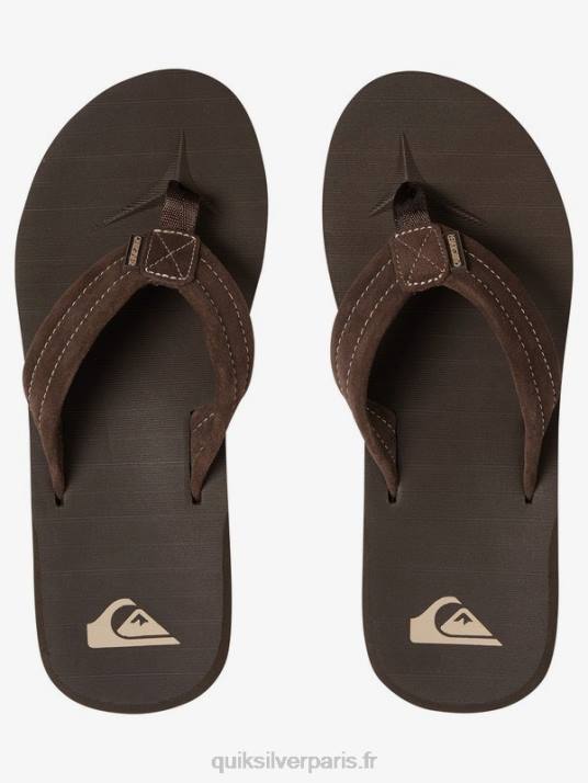 Hommes Quiksilver sandales en cuir suédé Carver D6PT1631 demi-tasse - solide