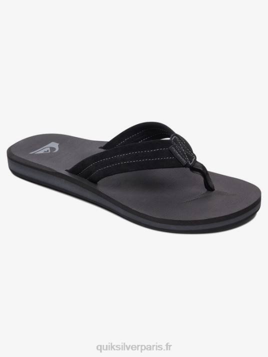 Hommes Quiksilver sandales en cuir suédé Carver D6PT1632 noir solide