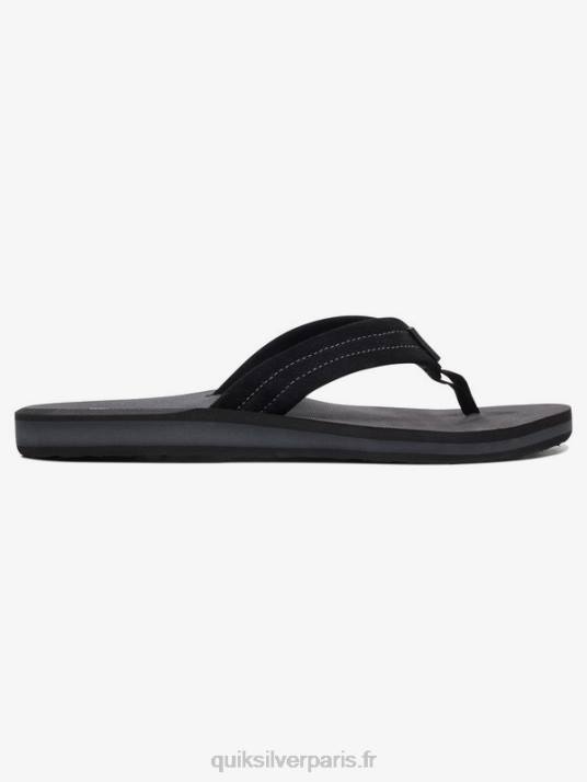 Hommes Quiksilver sandales en cuir suédé Carver D6PT1632 noir solide