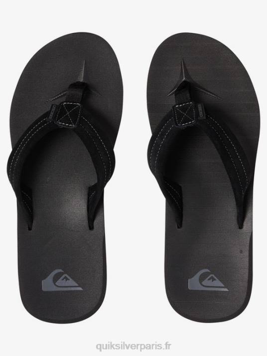 Hommes Quiksilver sandales en cuir suédé Carver D6PT1632 noir solide