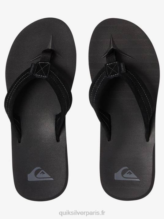 Hommes Quiksilver sandales en cuir suédé Carver D6PT1632 noir solide