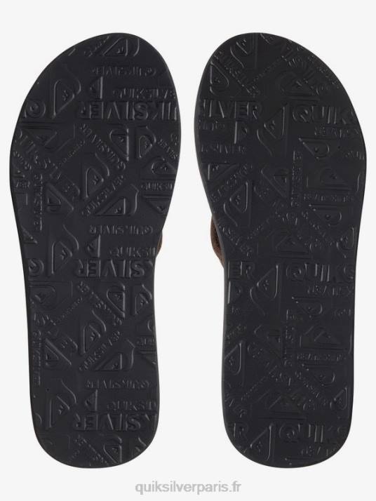 Hommes Quiksilver sandales en cuir suédé Carver D6PT1632 noir solide