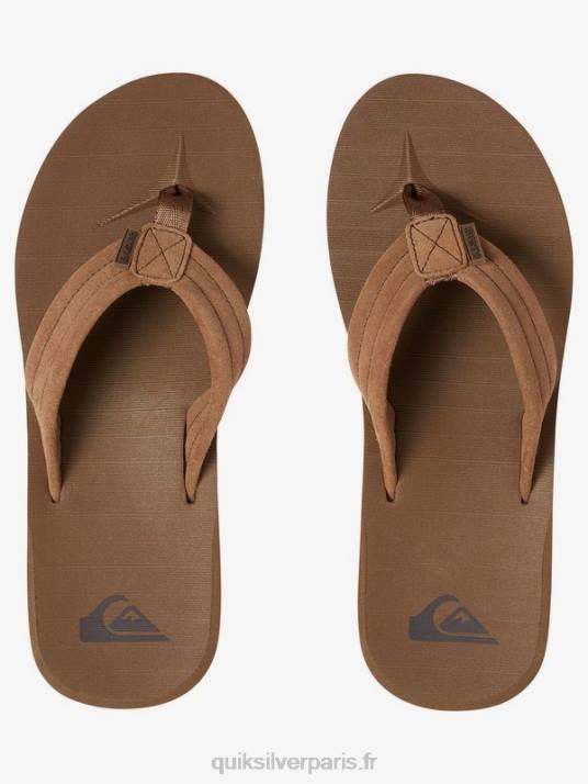Hommes Quiksilver sandales en cuir suédé Carver D6PT1633 beige - solide