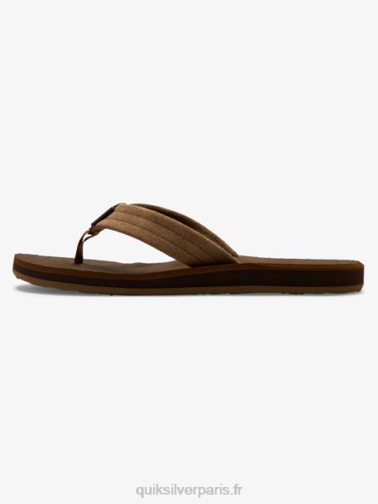 Hommes Quiksilver sandales en cuir suédé Carver D6PT1633 beige - solide