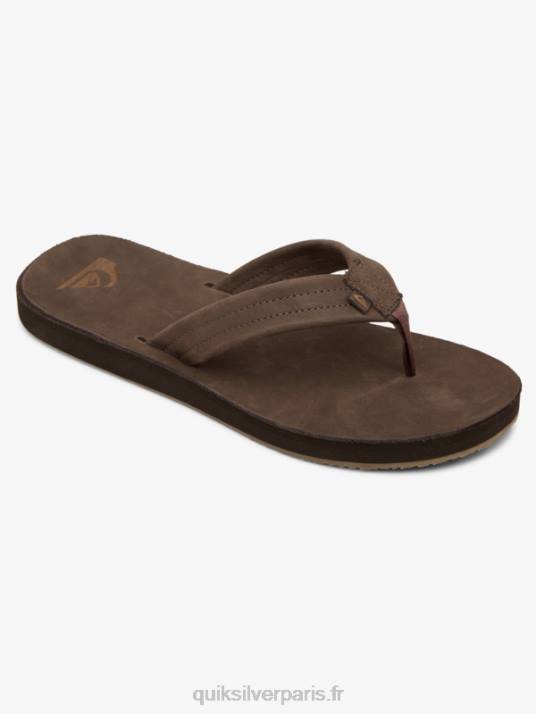 Hommes Quiksilver sandales erreka en cuir D6PT1185 brun