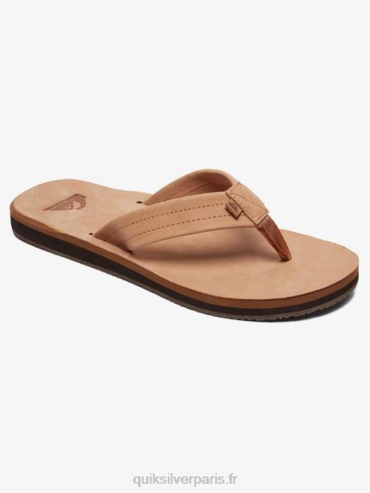 Hommes Quiksilver sandales erreka en cuir D6PT1186 beige - solide
