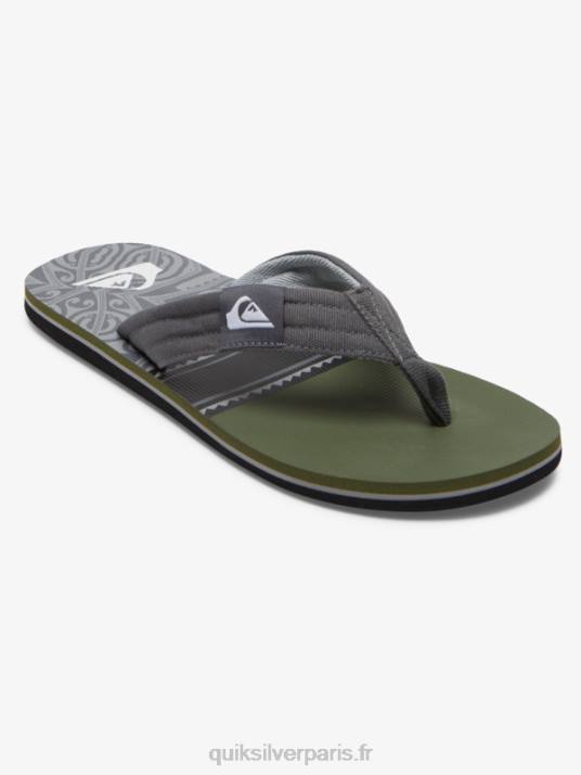 Hommes Quiksilver sandales molokai D6PT499 noir/vert/gris