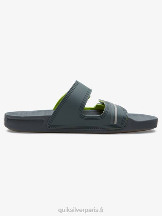 Hommes Quiksilver sandales rivi à double ajustement D6PT1078 gris/noir/vert