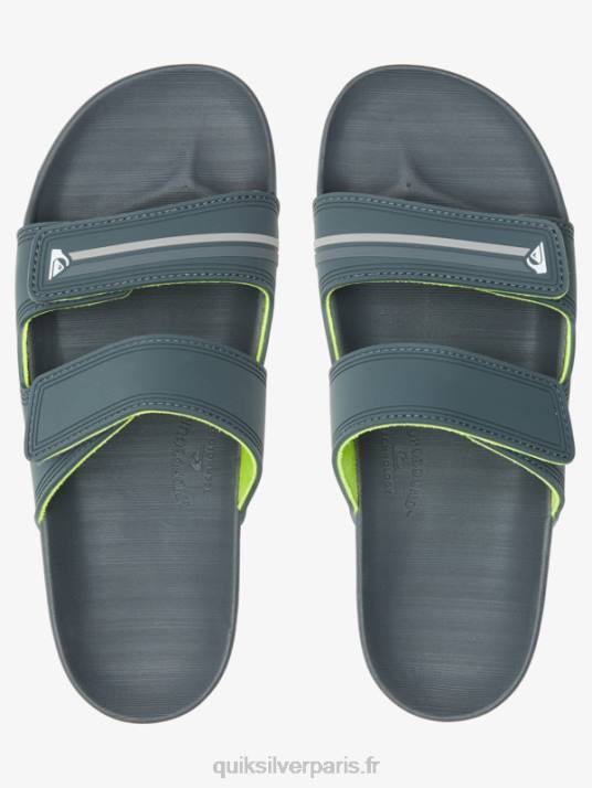 Hommes Quiksilver sandales rivi à double ajustement D6PT1078 gris/noir/vert