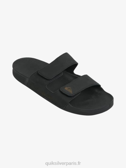 Hommes Quiksilver sandales rivi en cuir à double ajustement D6PT1286 noir