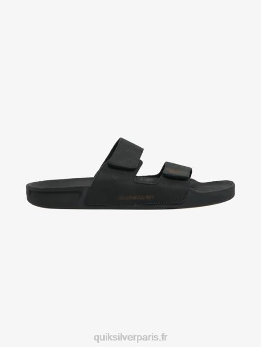 Hommes Quiksilver sandales rivi en cuir à double ajustement D6PT1286 noir