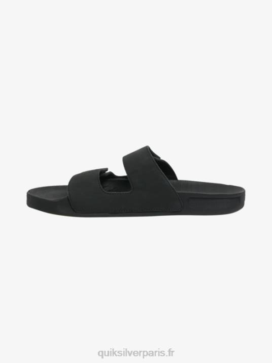 Hommes Quiksilver sandales rivi en cuir à double ajustement D6PT1286 noir