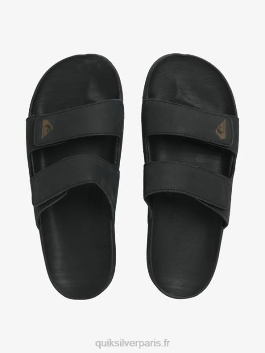 Hommes Quiksilver sandales rivi en cuir à double ajustement D6PT1286 noir