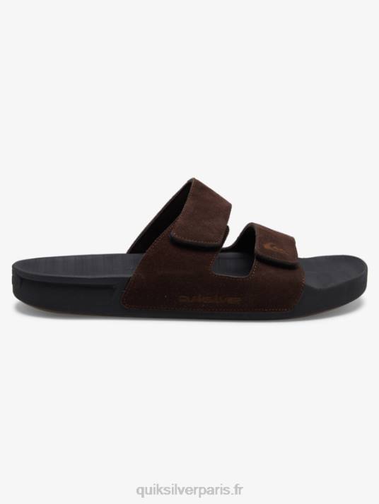 Hommes Quiksilver sandales rivi en cuir à double ajustement D6PT1287 marron noir