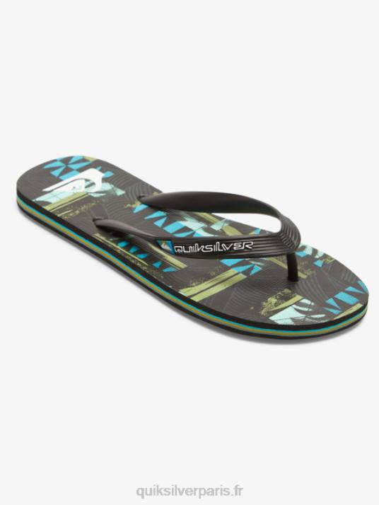Hommes Quiksilver tongs art gregg kaplan molokai D6PT524 noir/bleu/vert