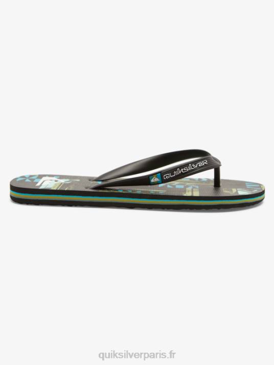 Hommes Quiksilver tongs art gregg kaplan molokai D6PT524 noir/bleu/vert