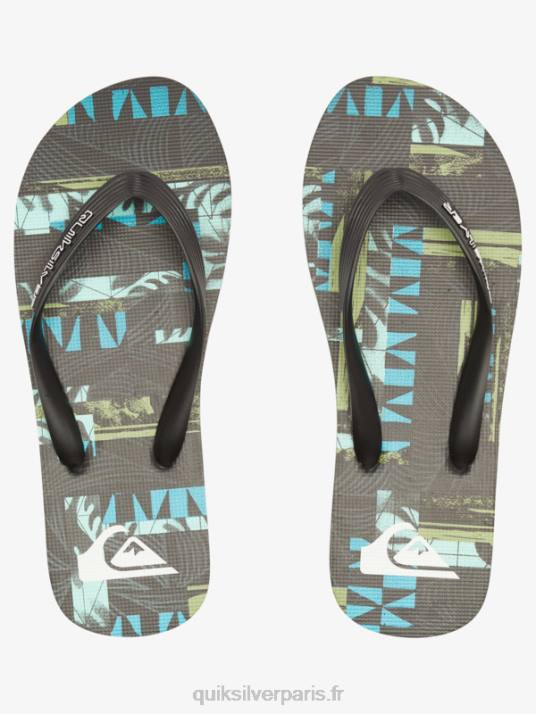 Hommes Quiksilver tongs art gregg kaplan molokai D6PT524 noir/bleu/vert