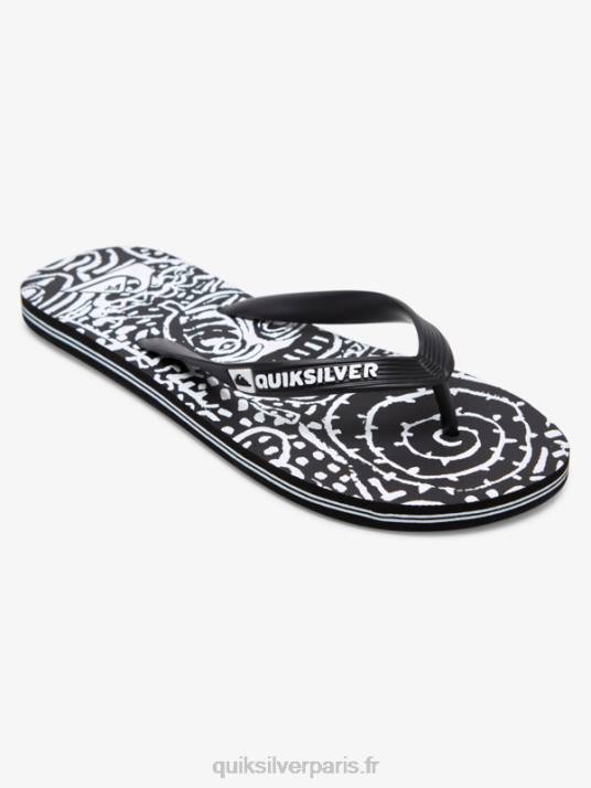Hommes Quiksilver tongs d'art molokai D6PT525 noir blanc