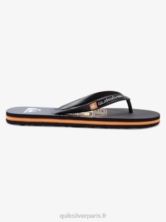 Hommes Quiksilver tongs molokai wordblock D6PT1136 noir/orange