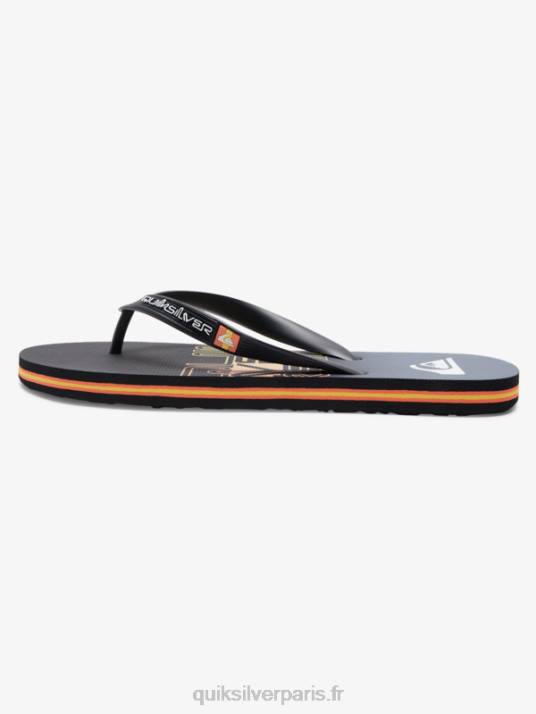 Hommes Quiksilver tongs molokai wordblock D6PT1136 noir/orange