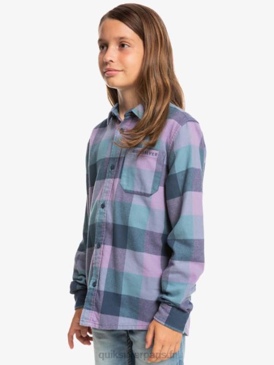 garçons Quiksilver 8-16 chemise en flanelle à manches longues motherfly D6PT2304 insigne bleu mère mouche