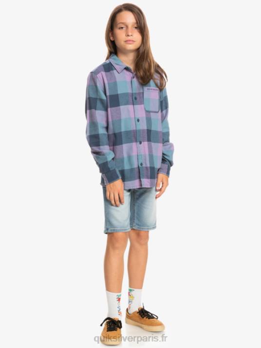 garçons Quiksilver 8-16 chemise en flanelle à manches longues motherfly D6PT2304 insigne bleu mère mouche