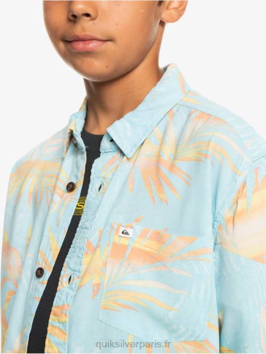 garçons Quiksilver 8-16 chemise à manches courtes déchirée D6PT2197 bleu ciel déchiré