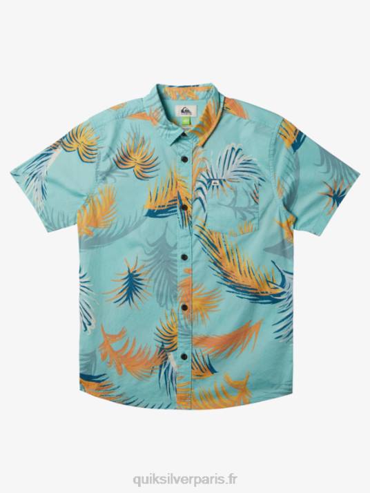 garçons Quiksilver chemise à manches courtes à imprimé tropical D6PT1912 pépin tropical bleu ange