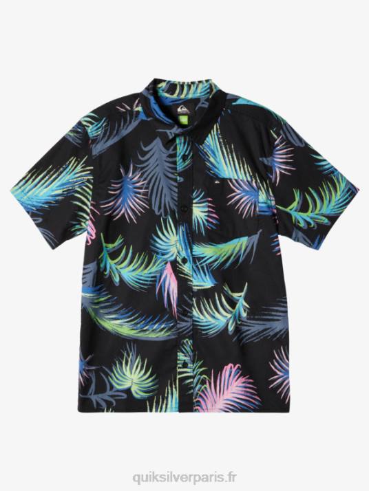 garçons Quiksilver chemise à manches courtes à imprimé tropical D6PT1913 pépin tropical noir