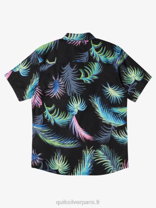 garçons Quiksilver chemise à manches courtes à imprimé tropical D6PT1913 pépin tropical noir