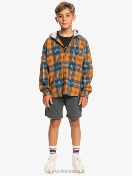 garçons Quiksilver chemise à manches longues à capuchon halidon 8-16 D6PT2309 lièvre à la cassonade