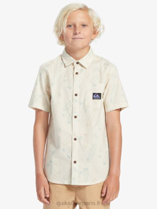 garçons Quiksilver où est ma chemise à manches courtes D6PT2008 bouleau où est ma planche