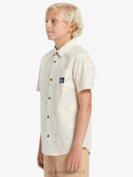 garçons Quiksilver où est ma chemise à manches courtes D6PT2008 bouleau où est ma planche