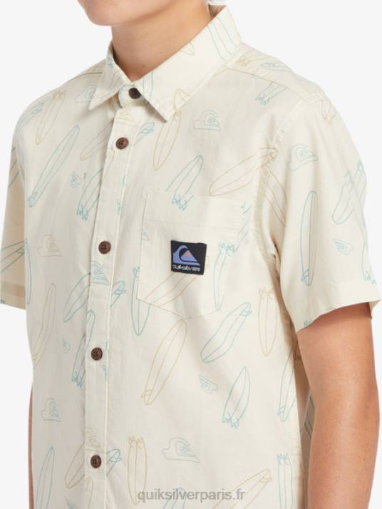 garçons Quiksilver où est ma chemise à manches courtes D6PT2008 bouleau où est ma planche