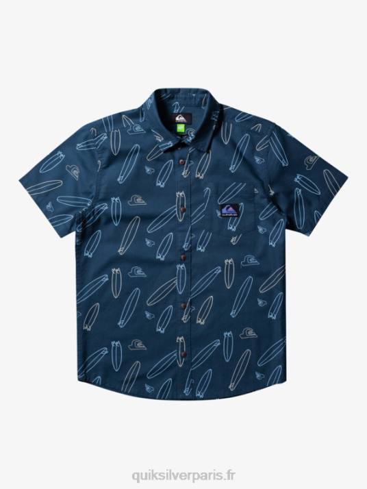 garçons Quiksilver où est ma chemise à manches courtes D6PT2009 minuit marine où est ma planche