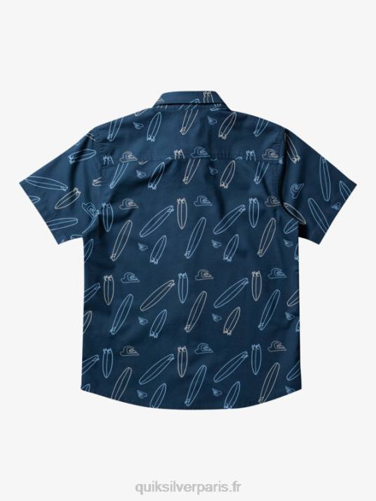 garçons Quiksilver où est ma chemise à manches courtes D6PT2009 minuit marine où est ma planche