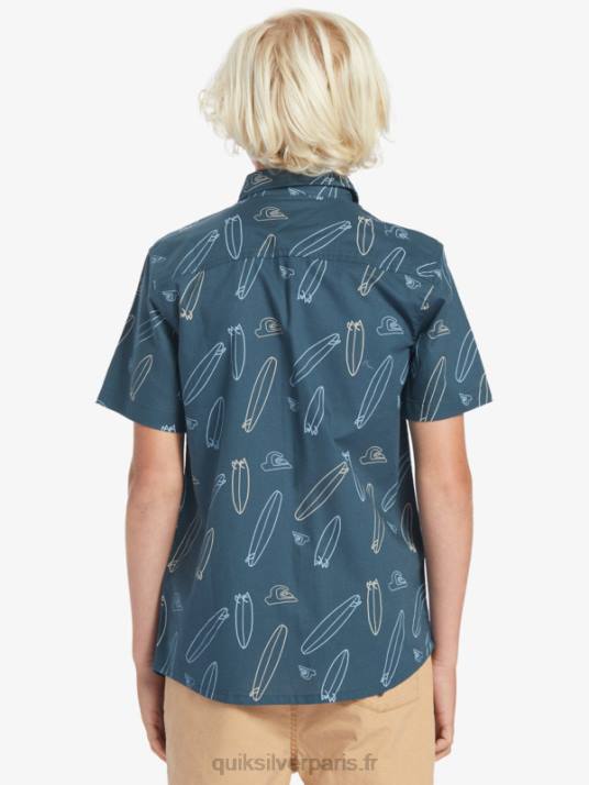 garçons Quiksilver où est ma chemise à manches courtes D6PT2009 minuit marine où est ma planche