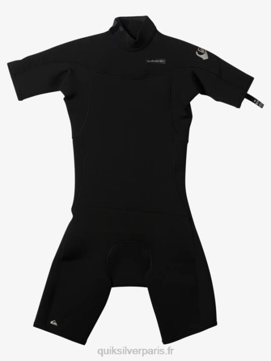 garçons Quiksilver 8-16 2/2mm sessions quotidiennes combinaison de printemps à manches courtes et fermeture éclair dans le dos D6PT2040 noir