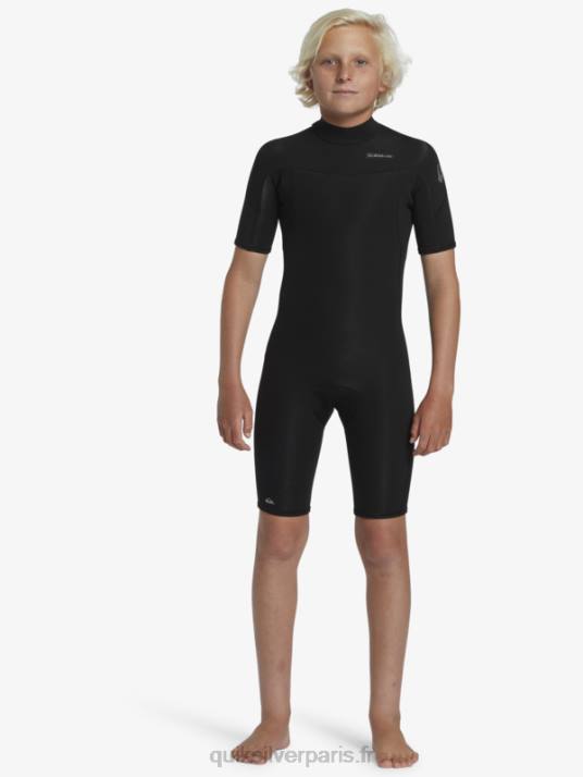 garçons Quiksilver 8-16 2/2mm sessions quotidiennes combinaison de printemps à manches courtes et fermeture éclair dans le dos D6PT2040 noir