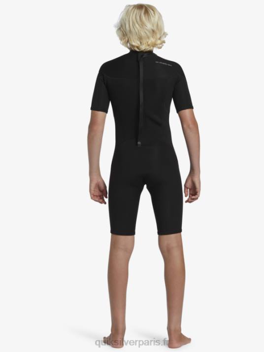 garçons Quiksilver 8-16 2/2mm sessions quotidiennes combinaison de printemps à manches courtes et fermeture éclair dans le dos D6PT2040 noir