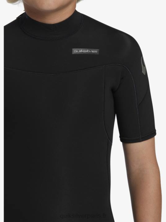 garçons Quiksilver 8-16 2/2mm sessions quotidiennes combinaison de printemps à manches courtes et fermeture éclair dans le dos D6PT2040 noir