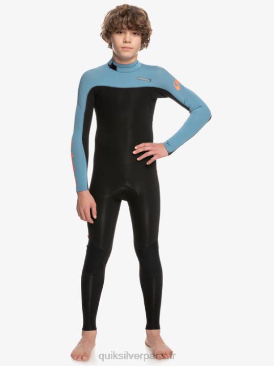 garçons Quiksilver 8-16 3/2mm sessions quotidiennes back zip wetsuit D6PT2223 noir/bleu provincial